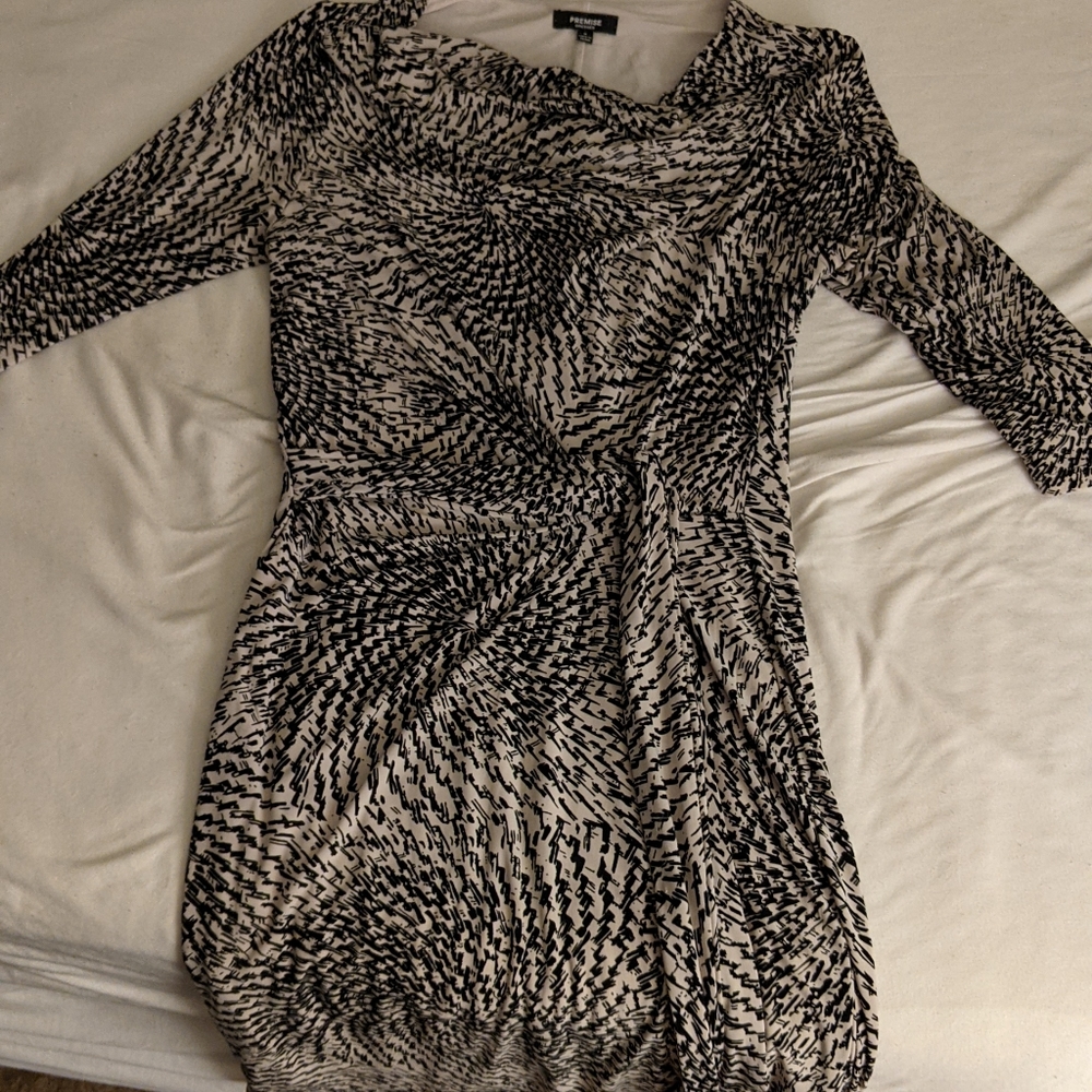 Figure flattering black and white business/cocktail dress